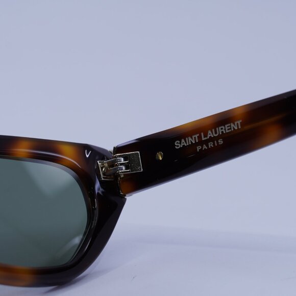 Saint Laurent SLM126 003 Sunglasses Havana Cat Eye Frame, Green Lenses main image 10